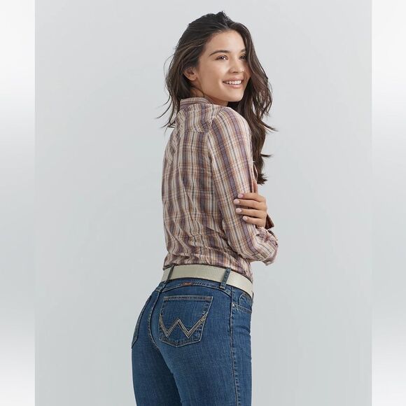 Wrangler Q-Baby Riding Jeans No Gap Waistband Mid rise Bootcut Size 3/4x36 - Picture 6 of 9